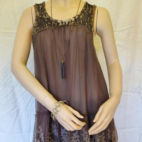 Free People Mirror Mirror Sequin Tunic Top Dress Sz L - Picture 2 of 9
